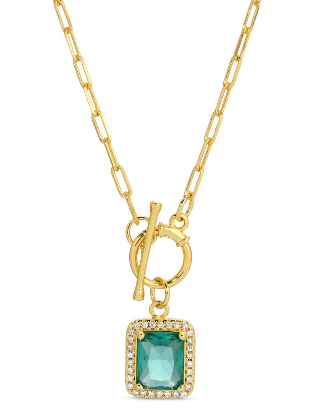 Emerald Elegant Pendant Toggle Necklace